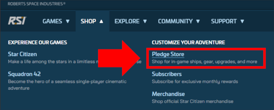 Navigate to 'Pledge Store'